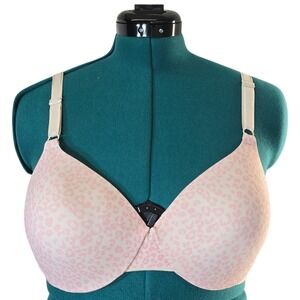 Warners Pink Leopard Print No Side Effects Underwire Bra‎ 36D